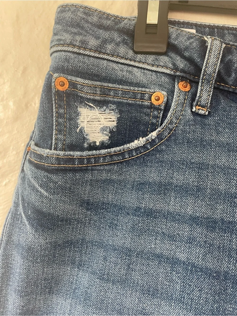 GAP Vintage High Slim Sky High distressed ankle length cuffed jeans; 14R - Picture 5 of 8
